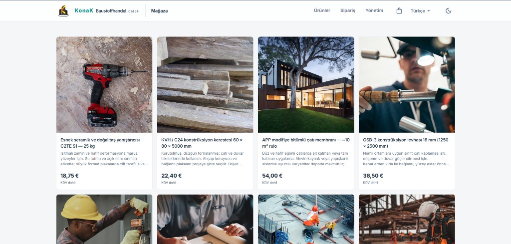Konak Baustoffhandel GMBH demo mağaza ekran görüntüsü
